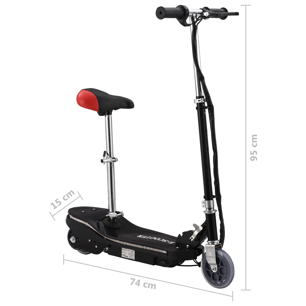 Dječji romobil sa sjedalom i LED svjetlima 120 W crni