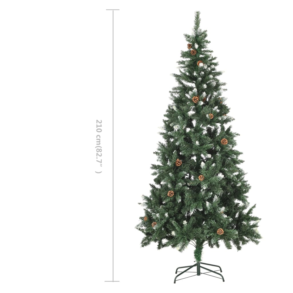 Umjetno božićno drvce sa šiškama i bijelim sjajem 210 cm