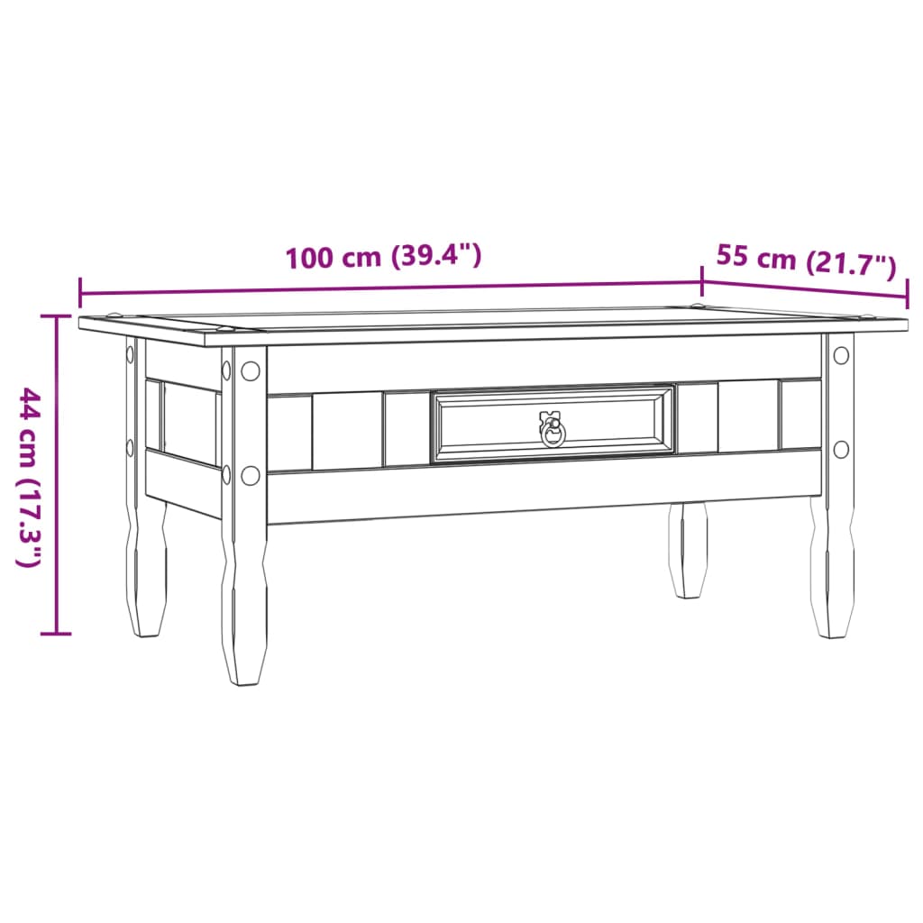 Stolić za kavu od borovine asortiman Corona sivi 100x55x44 cm