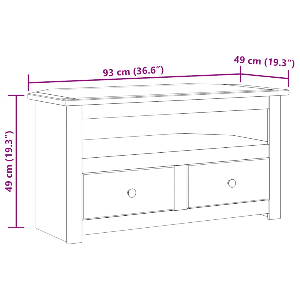 Kutni TV ormarić od borovine 93x49x49 cm Panama Range