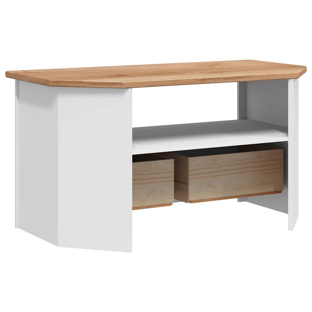 Kutni TV ormarić od borovine bijeli 93x49x49 cm Panama Range