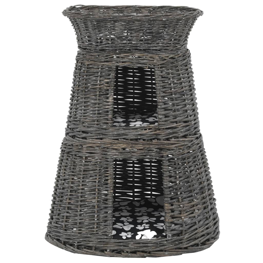 3-dijelni set košara za mačke s jastucima sivi 47x34x60 cm vrba