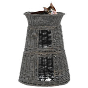 3-dijelni set košara za mačke s jastucima sivi 47x34x60 cm vrba