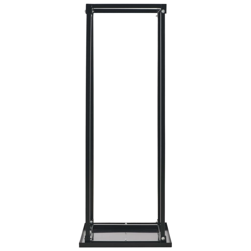Stalak za drva za ogrjev s bazom crni 37 x 37 x 113 cm čelični