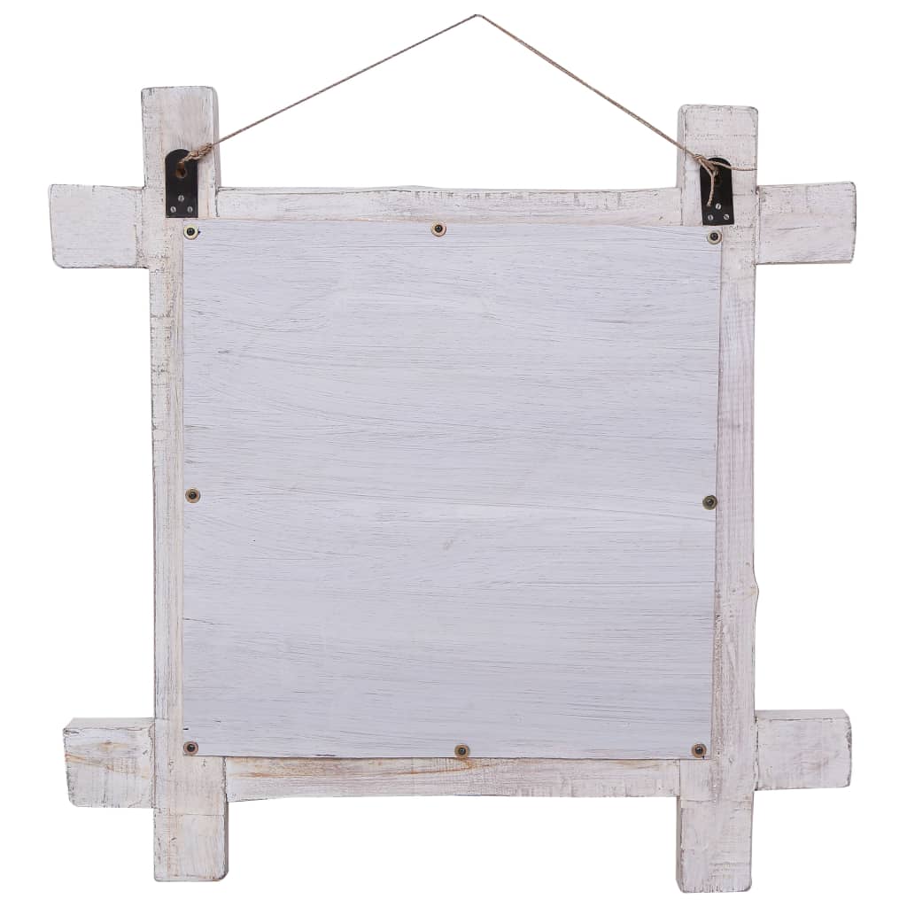 Ogledalo od cjepanica bijelo 70 x 70 cm masivno obnovljeno drvo
