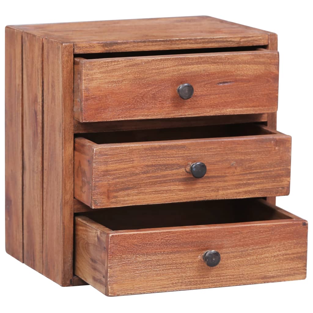 Noćni ormarić s 3 ladice 35x25x35 cm masivno drvo mahagonija