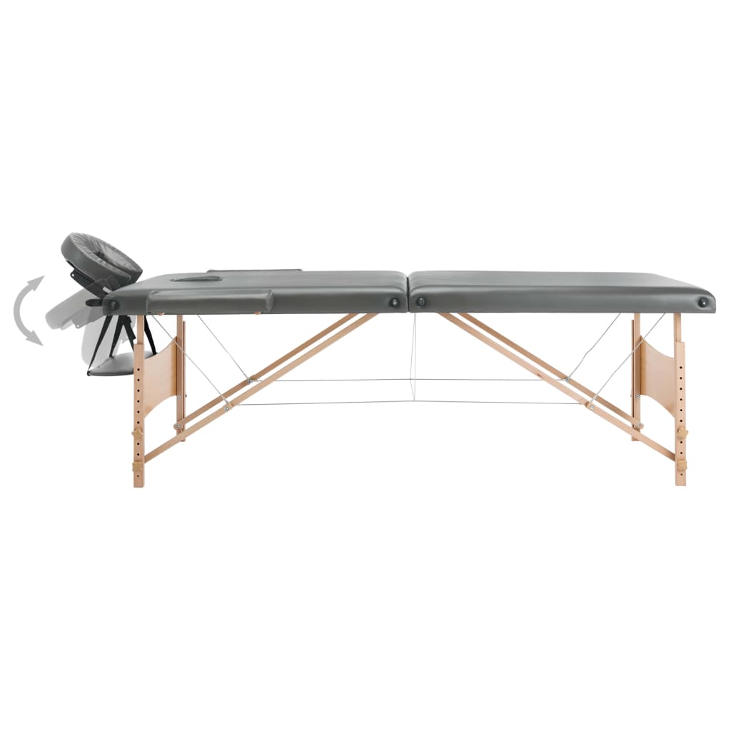 Masažni stol s 2 zone i drvenim okvirom antracit 186 x 68 cm
