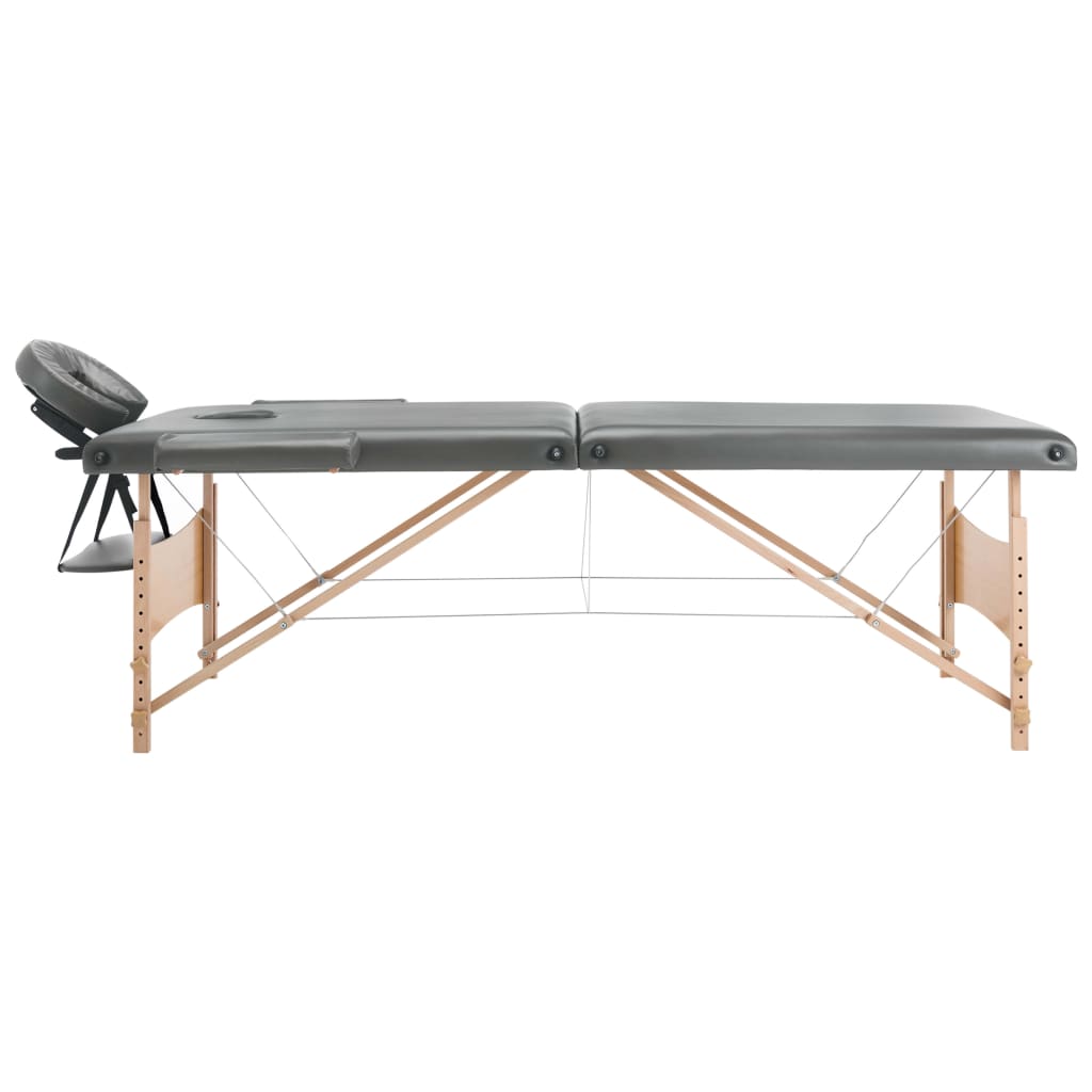 Masažni stol s 2 zone i drvenim okvirom antracit 186 x 68 cm