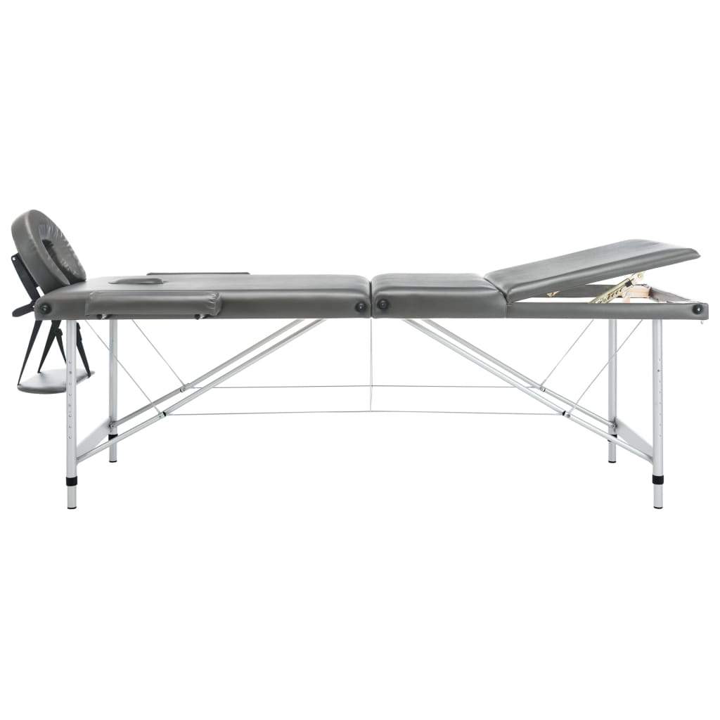 Masažni stol s 3 zone i aluminijskim okvirom antracit 186x68 cm