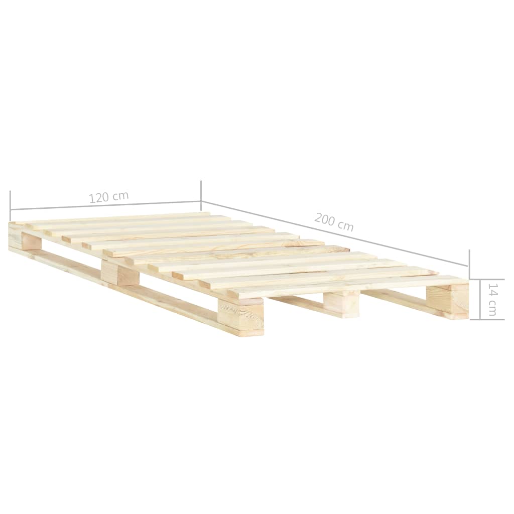 Okvir za krevet od paleta od masivne borovine 120 x 200 cm