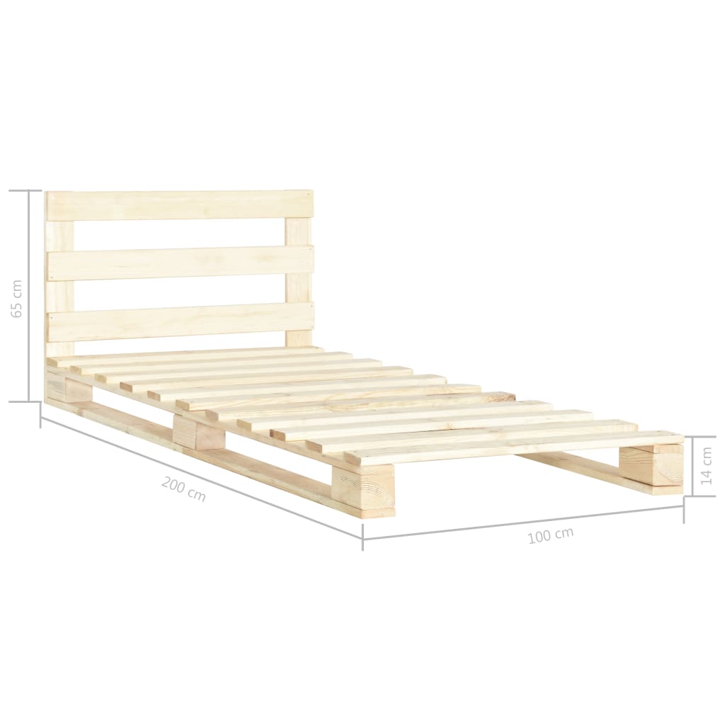 Okvir za krevet od paleta od masivne borovine 100 x 200 cm