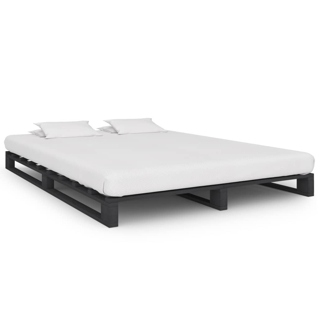 Okvir za krevet od paleta sivi 140 x 200 cm od masivne borovine