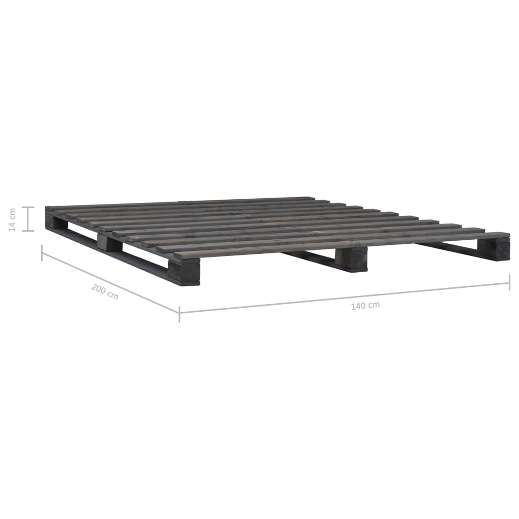Okvir za krevet od paleta sivi 140 x 200 cm od masivne borovine