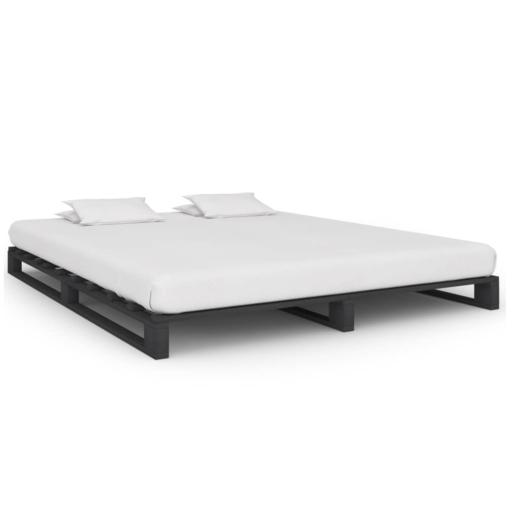 Okvir za krevet od paleta od masivne borovine sivi 180 x 200 cm