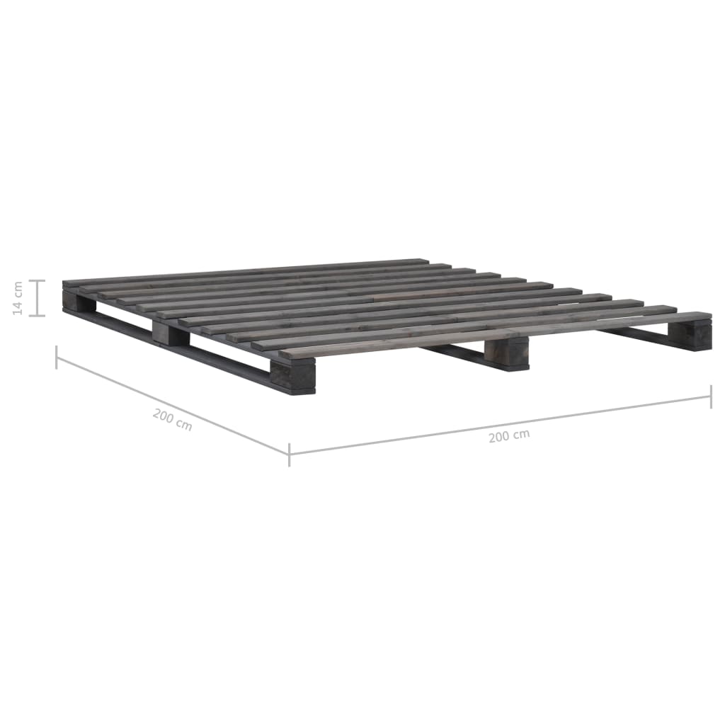 Okvir za krevet od paleta od masivne borovine sivi 200 x 200 cm