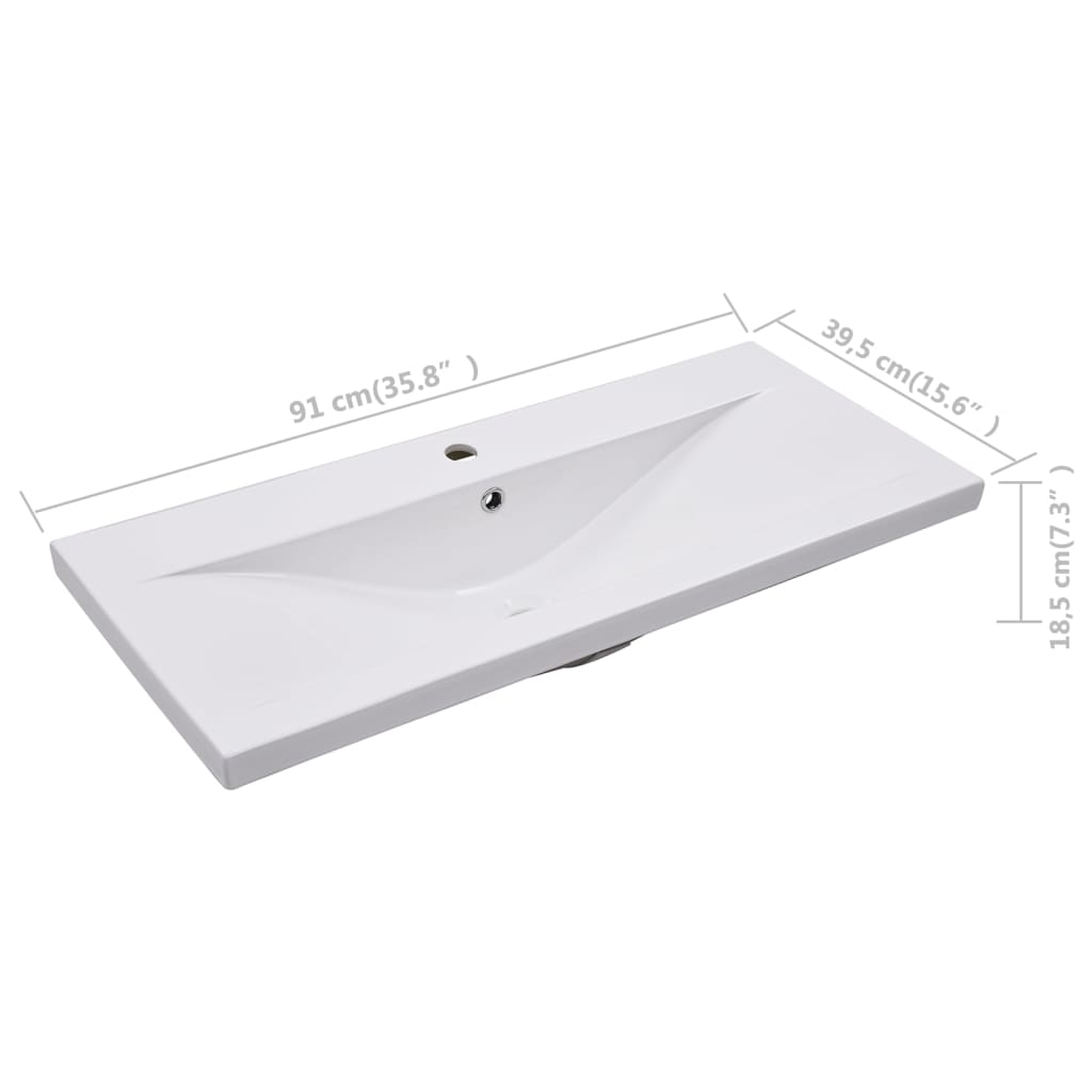 Ugradbeni umivaonik 91 x 39,5 x 18,5 cm keramički bijeli