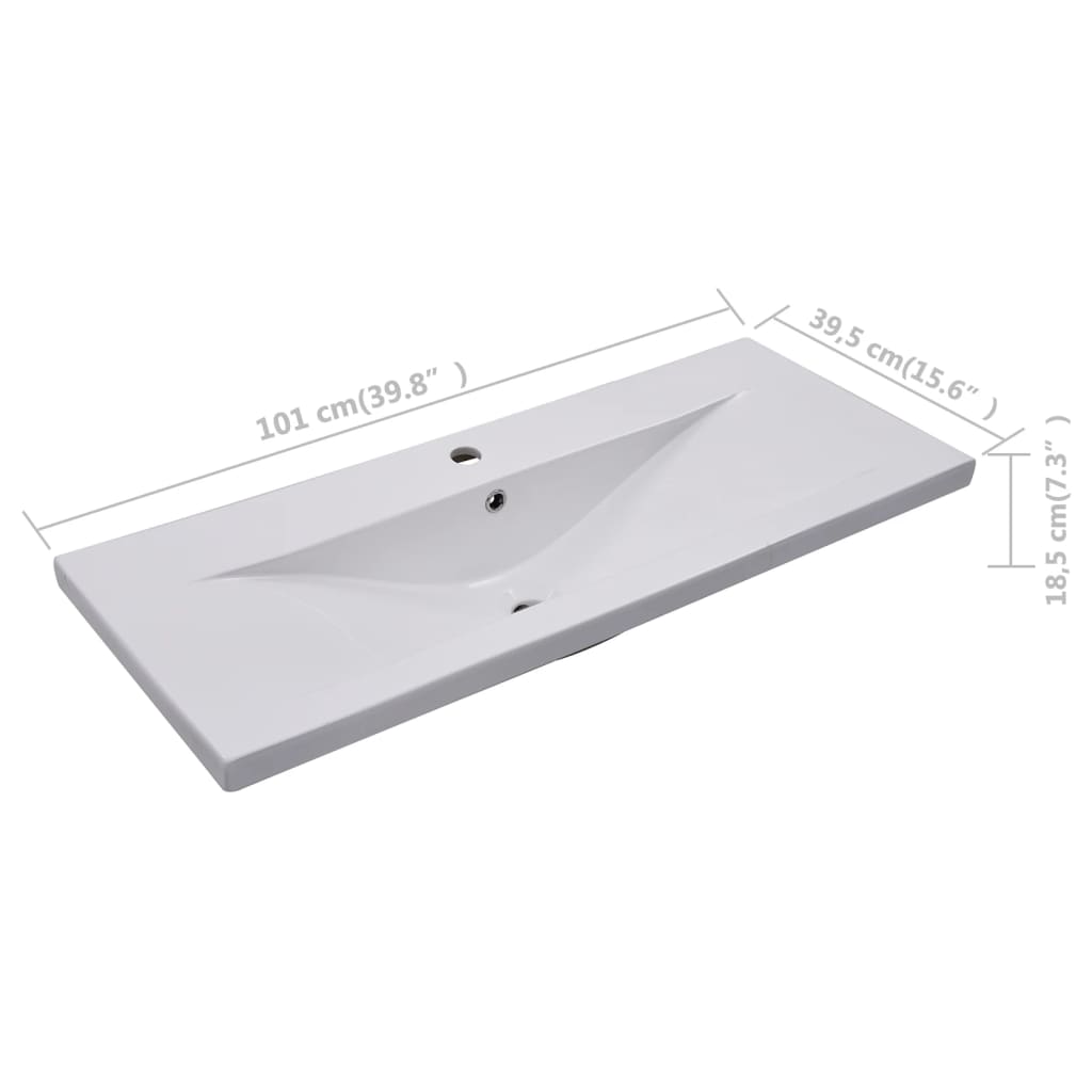 Ugradbeni umivaonik 101 x 39,5 x 18,5 cm keramički bijeli