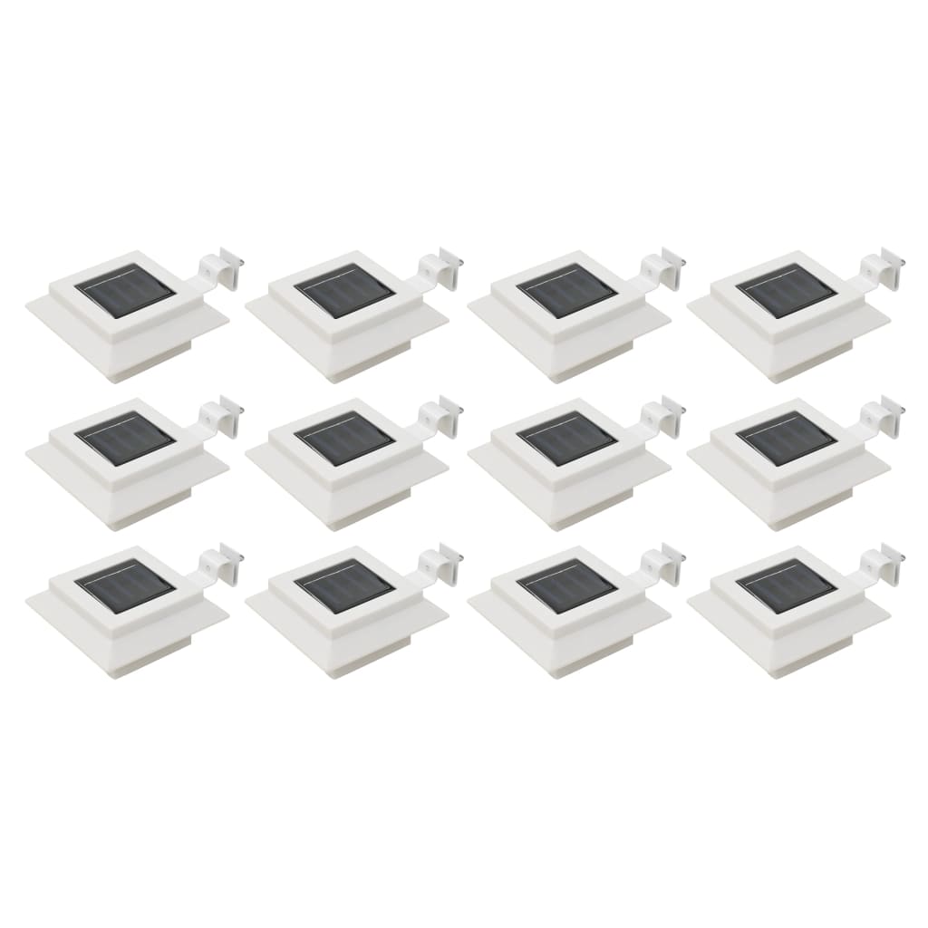 Vanjske solarne svjetiljke 12 kom LED četvrtaste 12 cm bijele