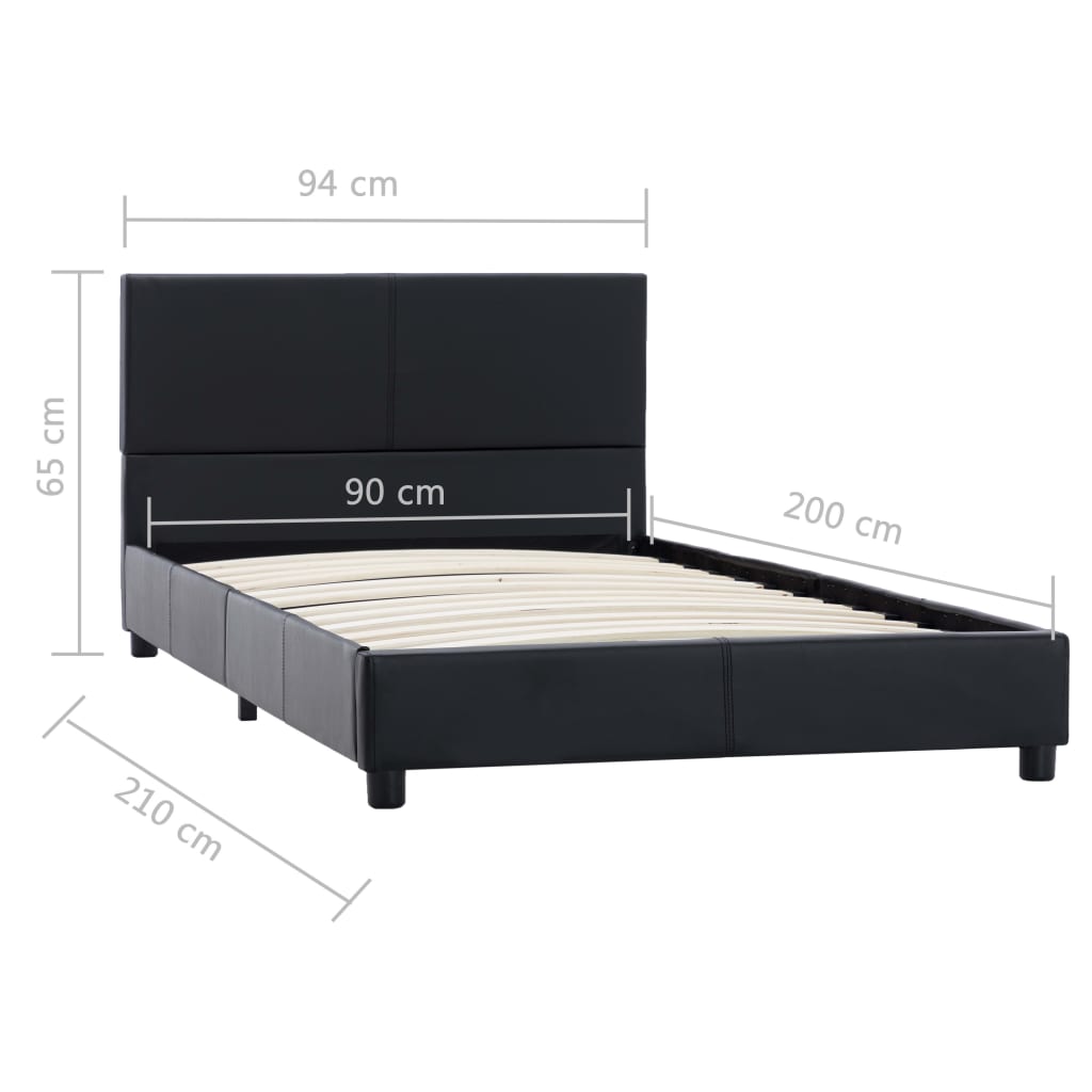 Okvir za krevet od umjetne kože crni 90 x 200 cm