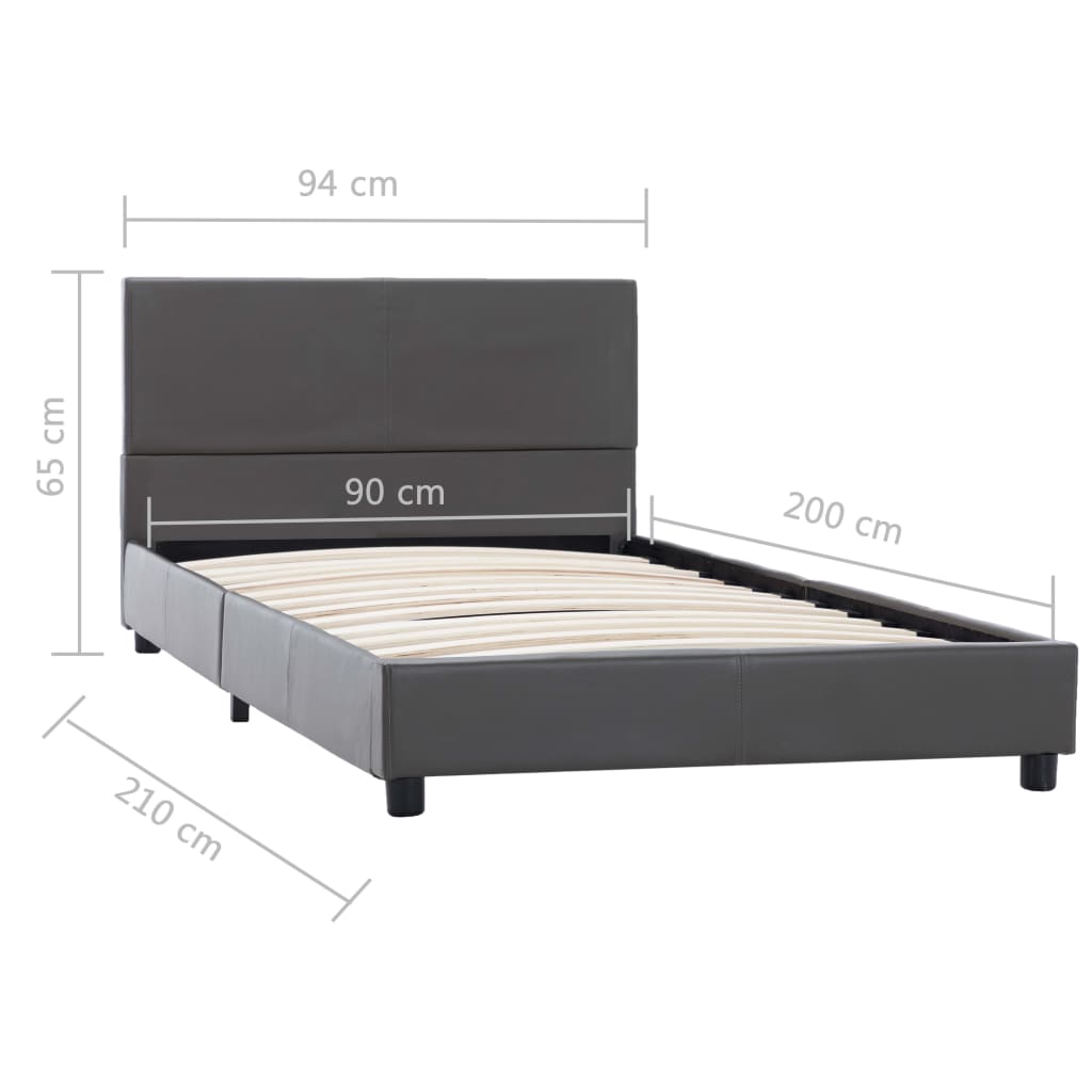 Okvir za krevet od umjetne kože sivi 90 x 200 cm
