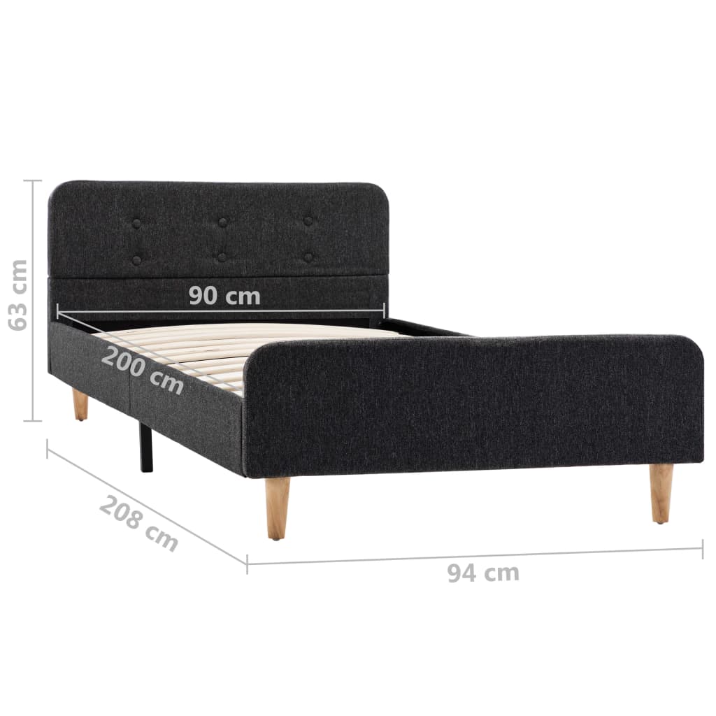 Okvir za krevet od jute tamnosivi 90 x 200 cm