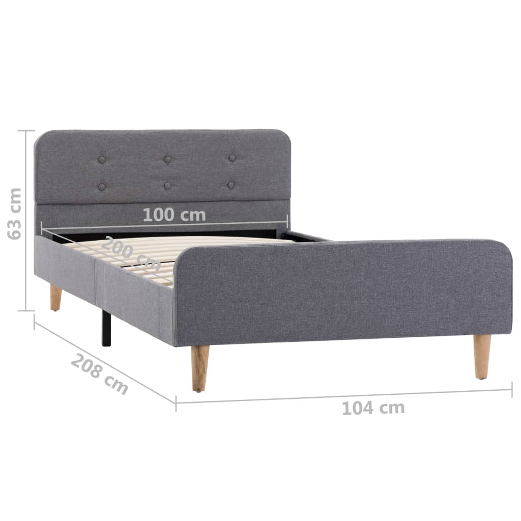 Okvir za krevet od tkanine svjetlosivi 100 x 200 cm