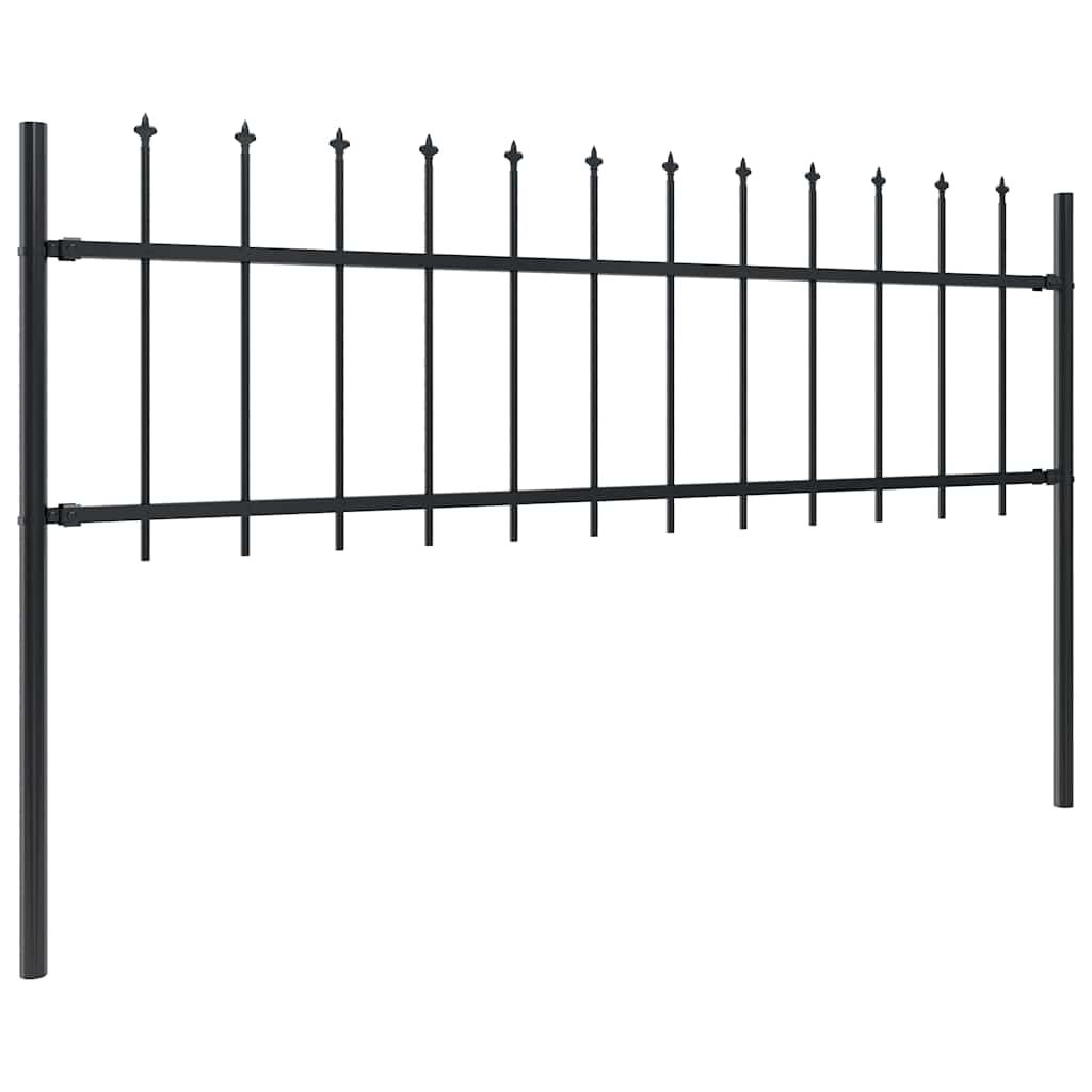 Vrtna ograda s vrhom koplja Čelik 1070x60 cm Crna