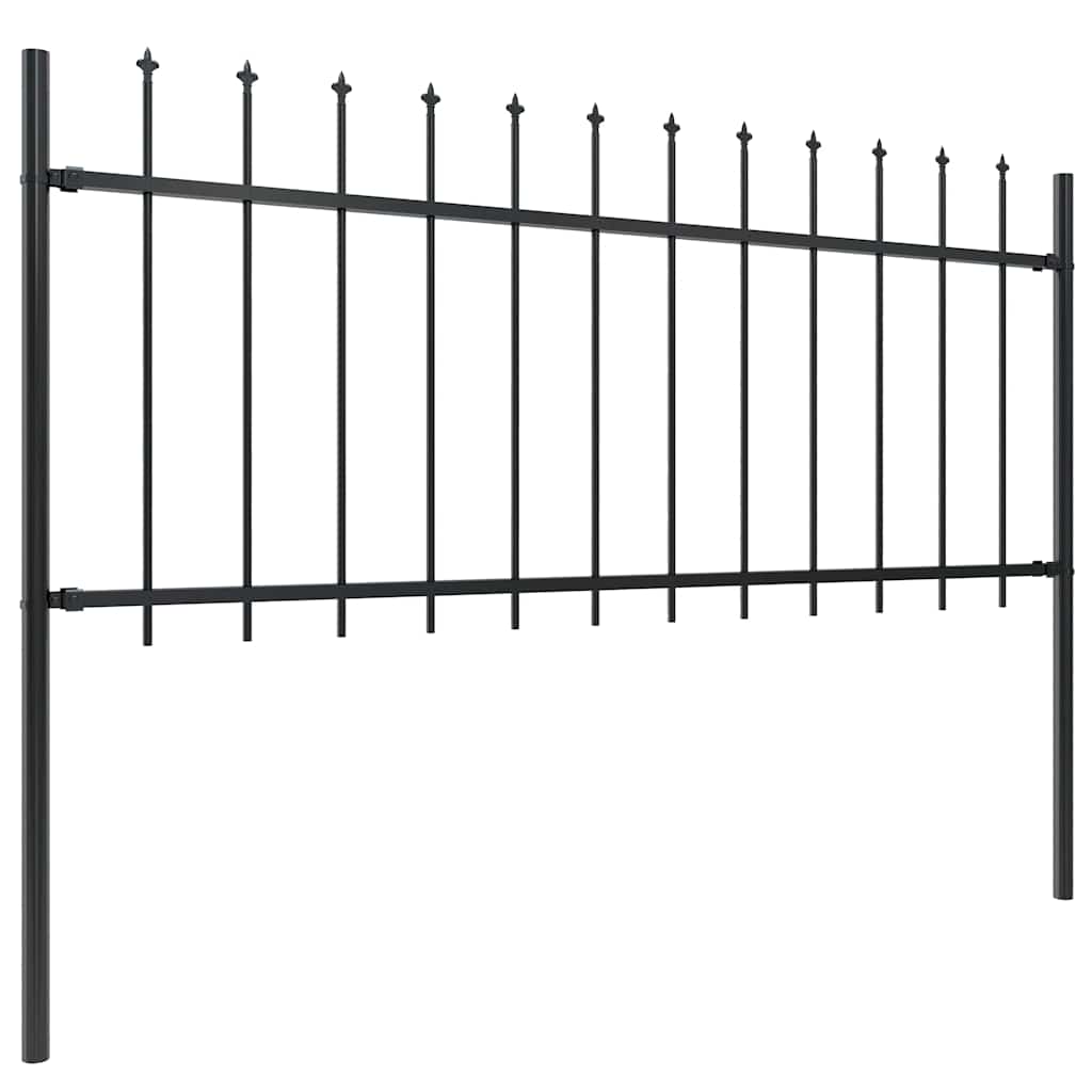 Vrtna ograda s vrhom koplja Čelik 359x80 cm Crna