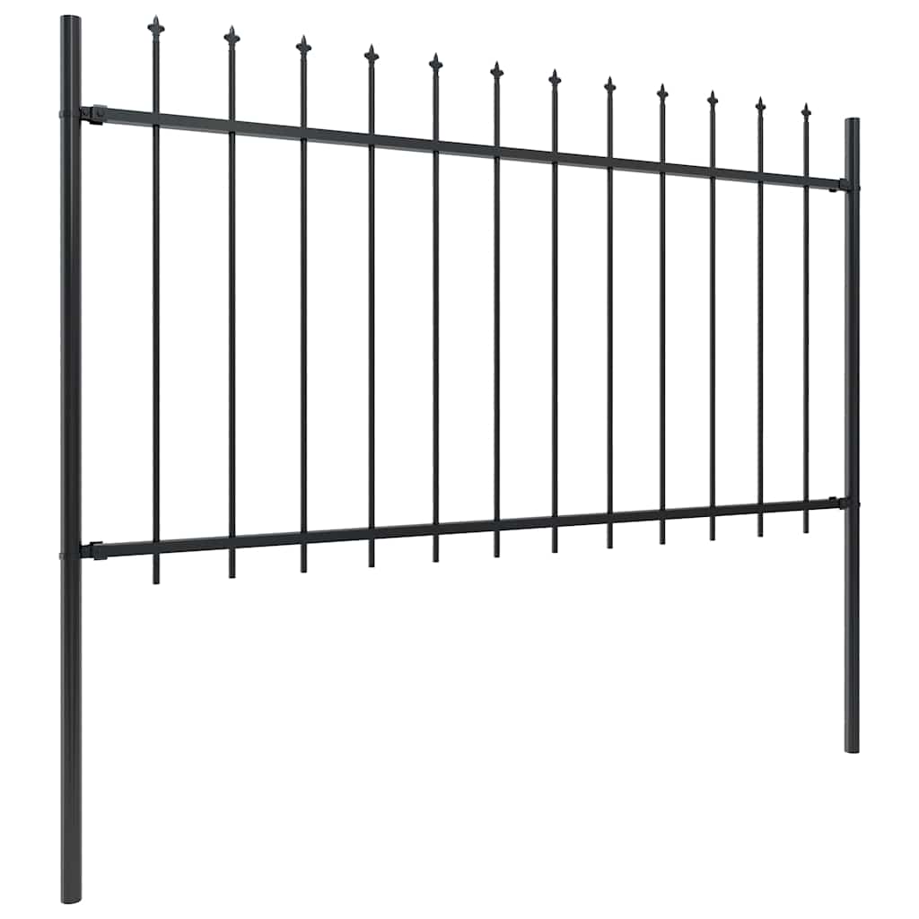 Vrtna ograda s vrhom koplja Čelik 714,5 x 100 cm Crna