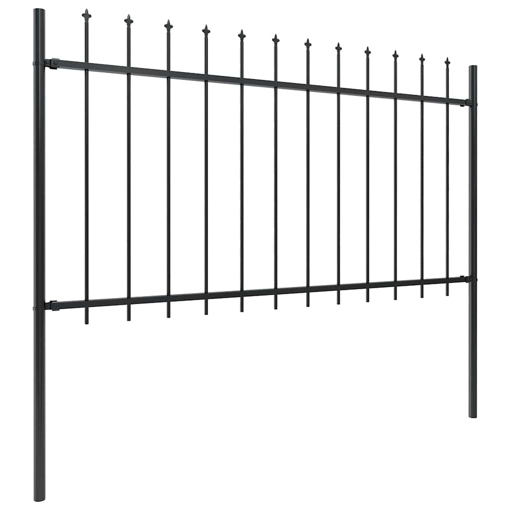 Vrtna ograda s vrhom koplja Čelik 1248 x 100 cm Crna