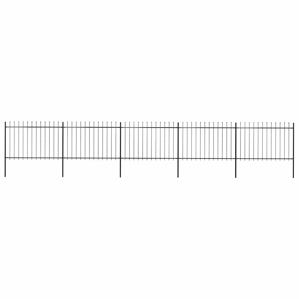 Vrtna ograda s vrhom koplja Čelik 892,5 x 120 cm Crna