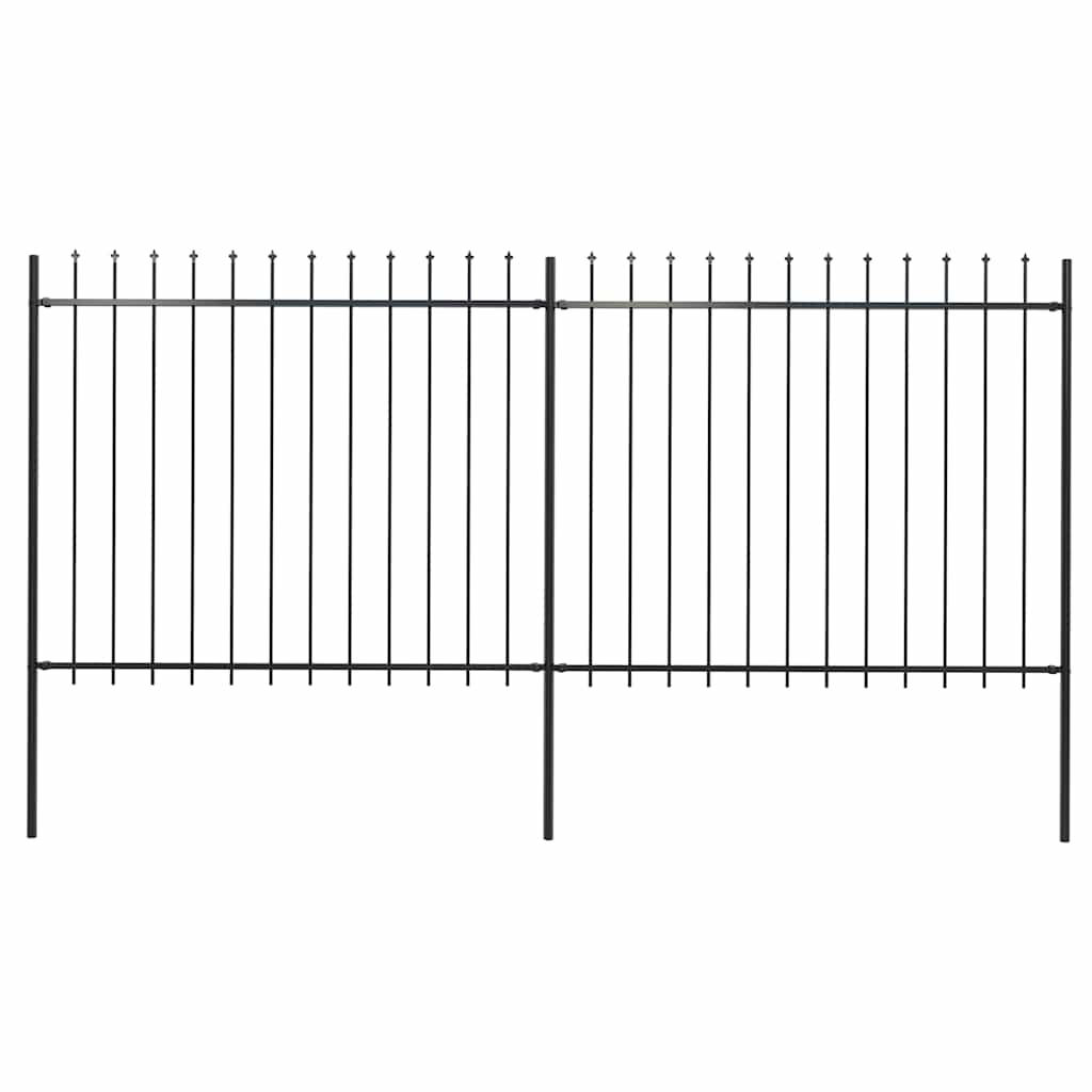 Vrtna ograda s vrhom koplja Čelik 359x150 cm Crna