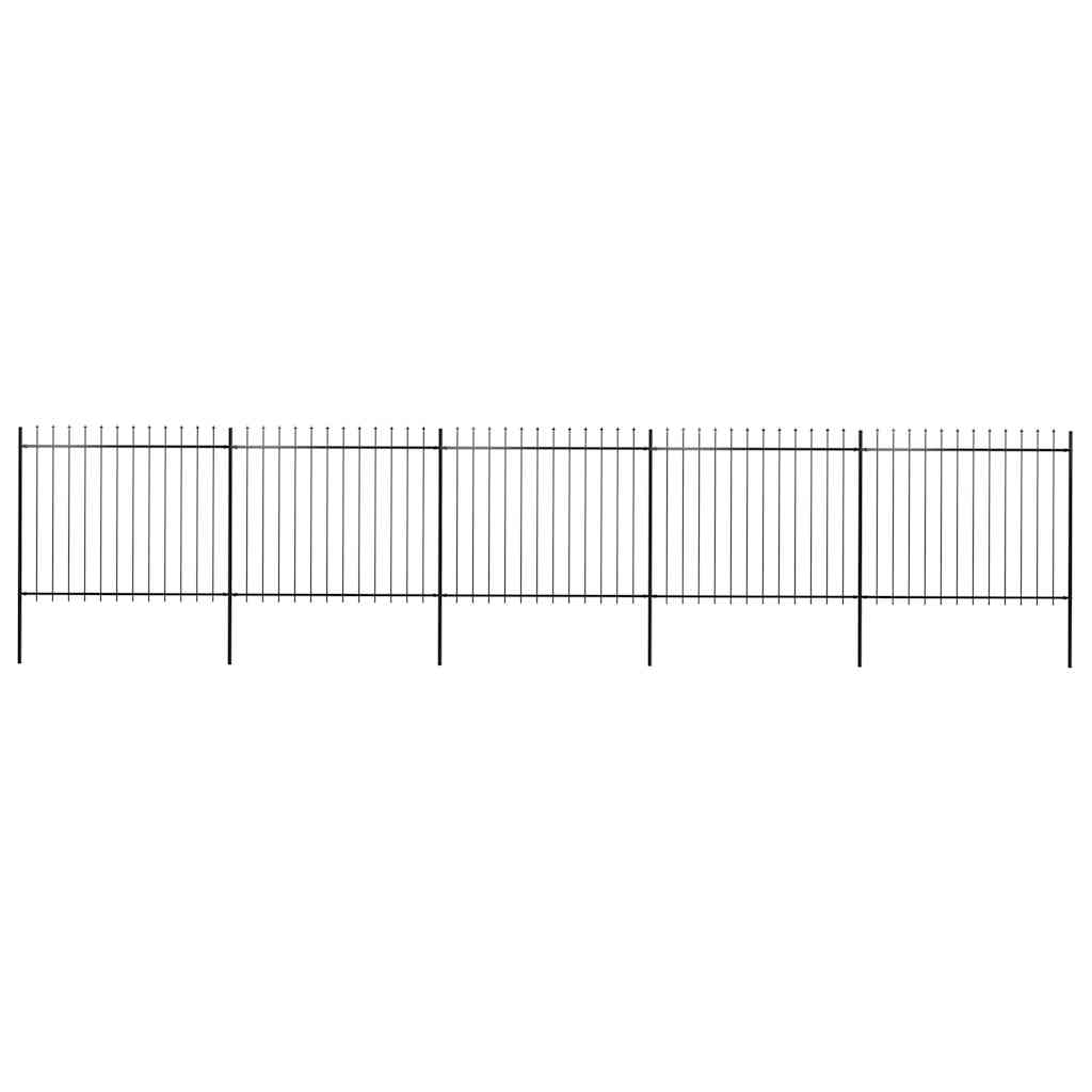 Vrtna ograda s vrhom koplja Čelik 892,5 x 150 cm Crna