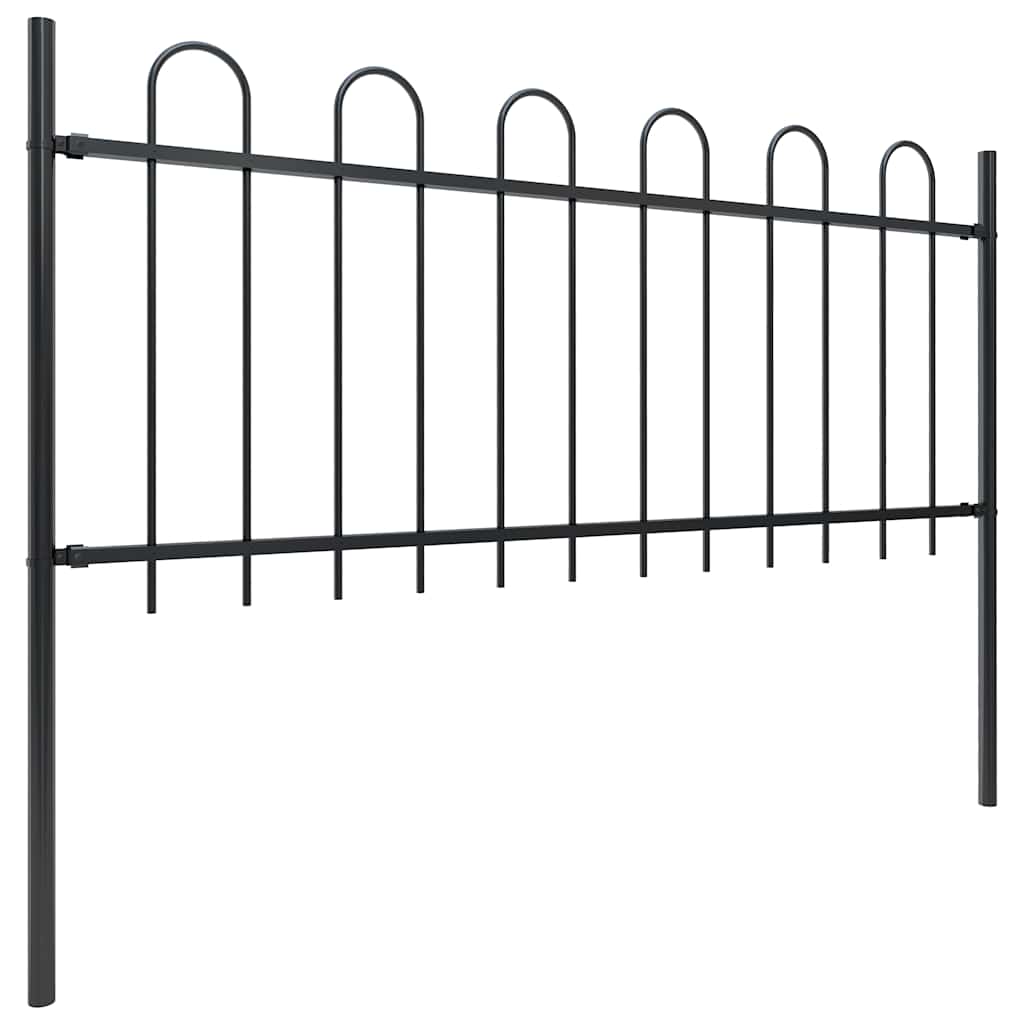 Vrtna ograda s obručem na vrhu Čelik 359x80 cm Crna