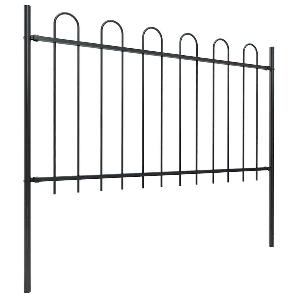 Vrtna ograda s obručem na vrhu Čelik 359x100 cm Crna