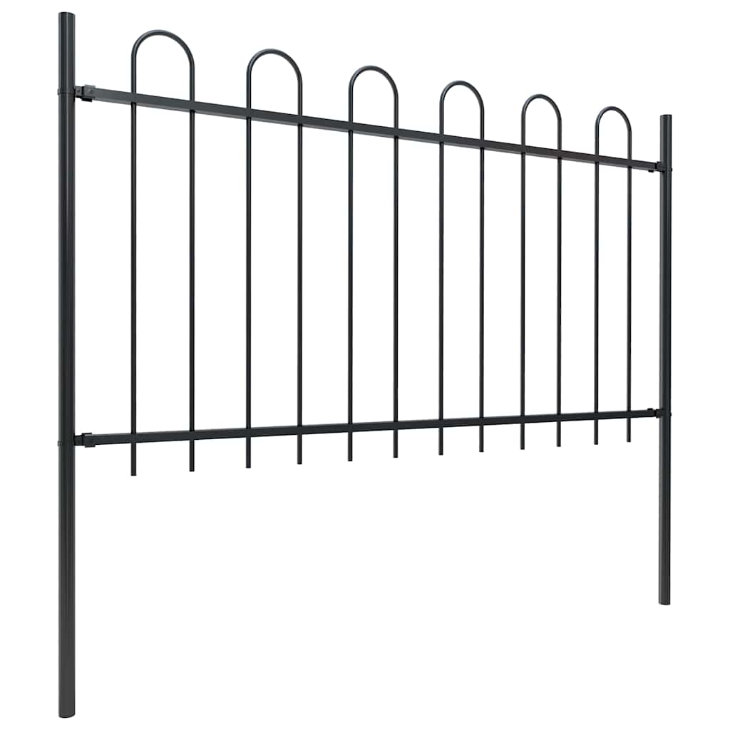 Vrtna ograda s obručem na vrhu Čelik 537x100 cm Crna