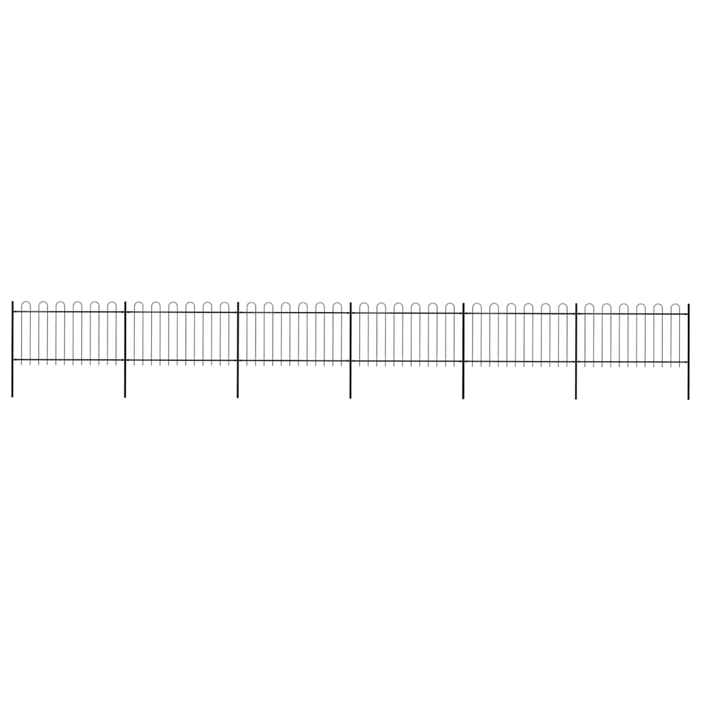 Vrtna ograda s obručem na vrhu Čelik 1070x100 cm Crna