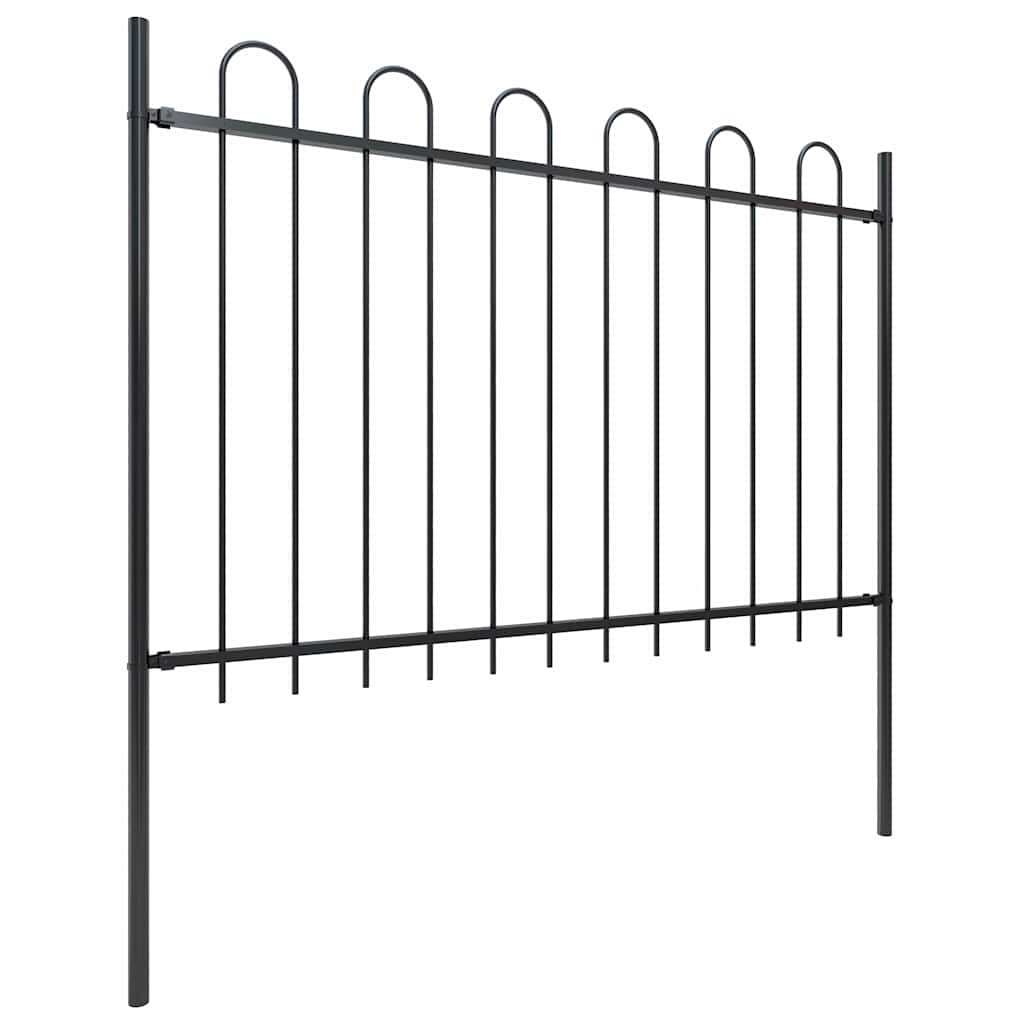 Vrtna ograda s obručem na vrhu Čelik 359x120 cm Crna
