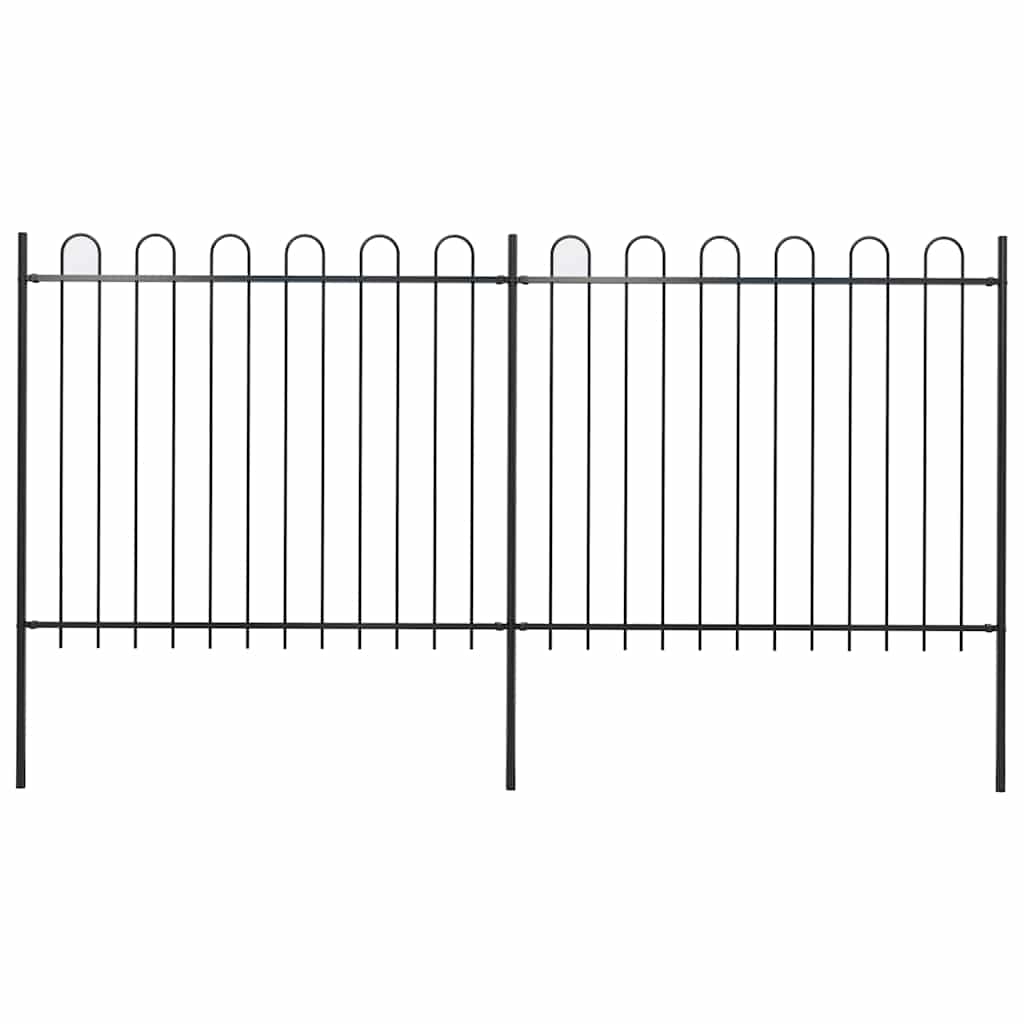 Vrtna ograda s obručem na vrhu Čelik 359x150 cm Crna