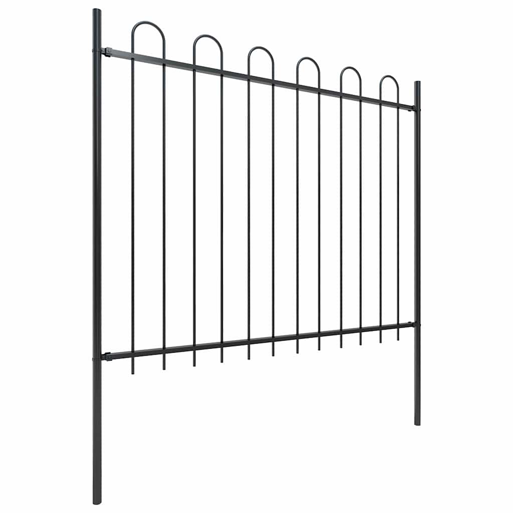 Vrtna ograda s obručem na vrhu Čelik 537x150 cm Crna