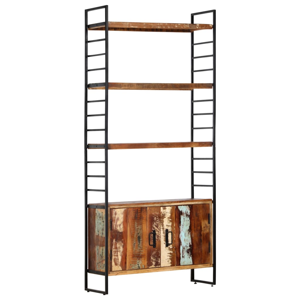 Police za knjige s 4 razine 80 x 30 x 180 cm obnovljeno drvo