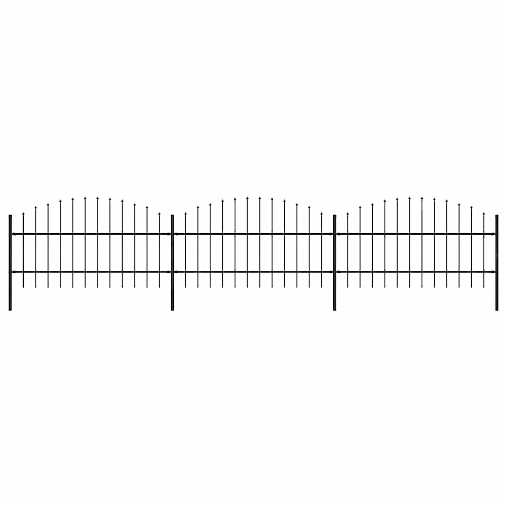 Vrtna ograda s vrhom koplja Čelik 537x100 cm Crna