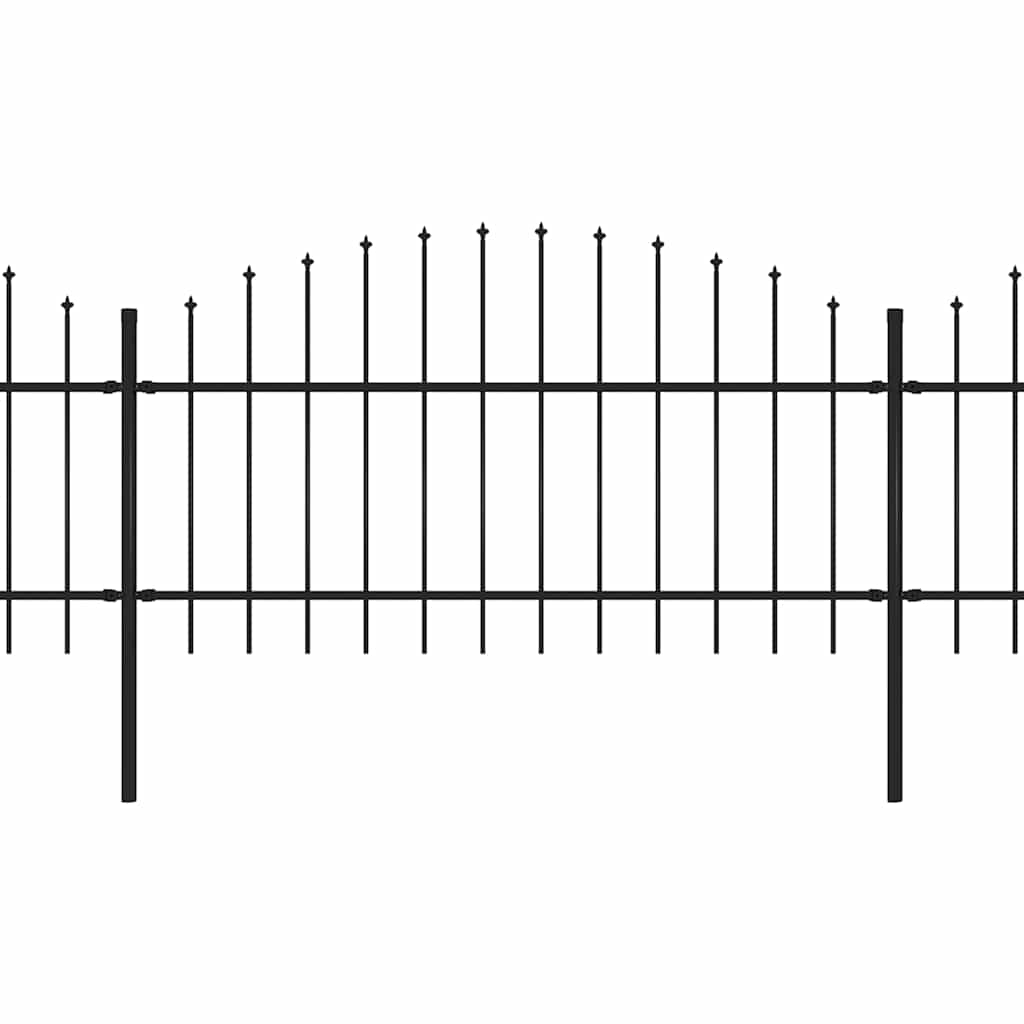 Vrtna ograda s vrhom koplja Čelik 1070x125 cm Crna