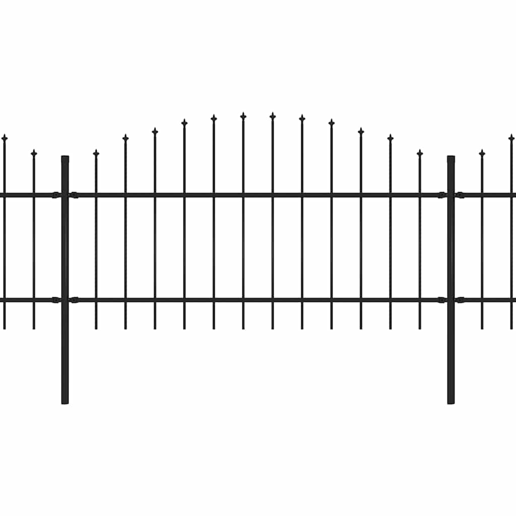 Vrtna ograda s vrhom koplja Čelik 1248x125 cm Crna