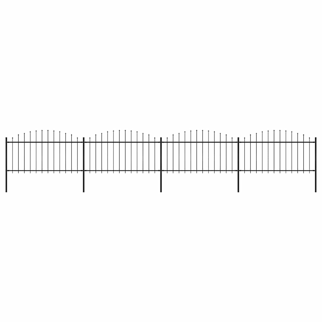 Vrtna ograda s vrhom koplja Čelik 714,5 x 150 cm Crna