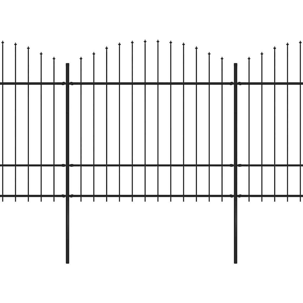 Vrtna ograda s vrhom koplja Čelik 537x175 cm Crna