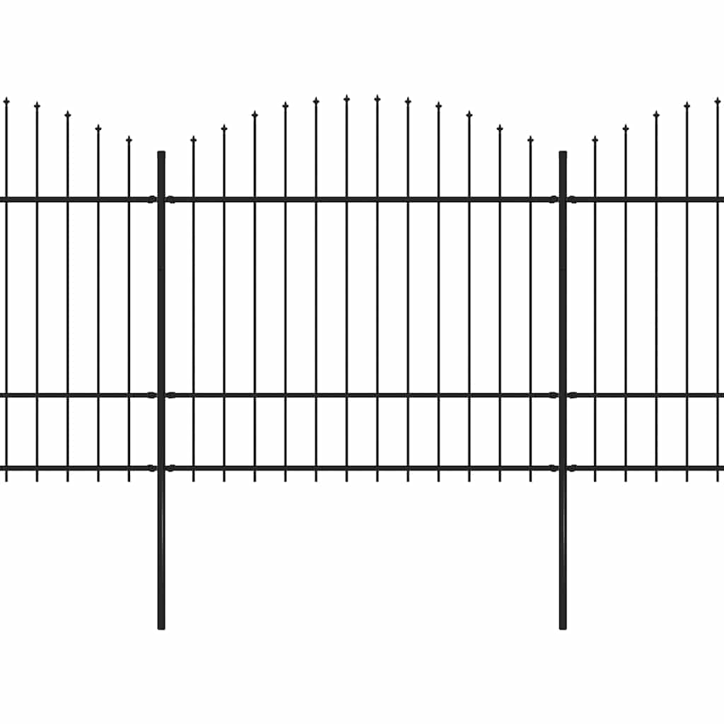 Vrtna ograda s vrhom koplja Čelik 1426x175 cm Crna