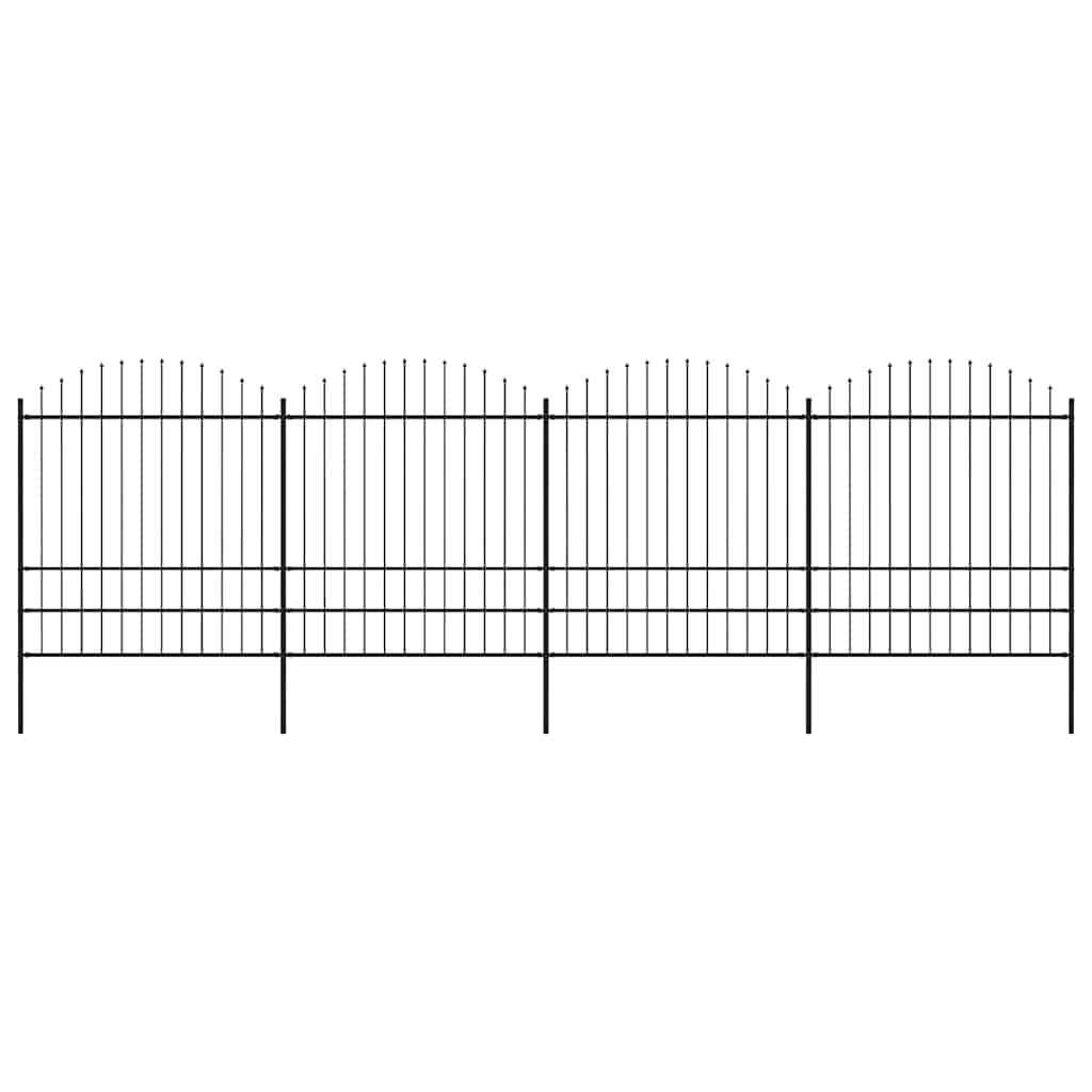 Vrtna ograda s vrhom koplja Čelik 714,5 x 200 cm Crna