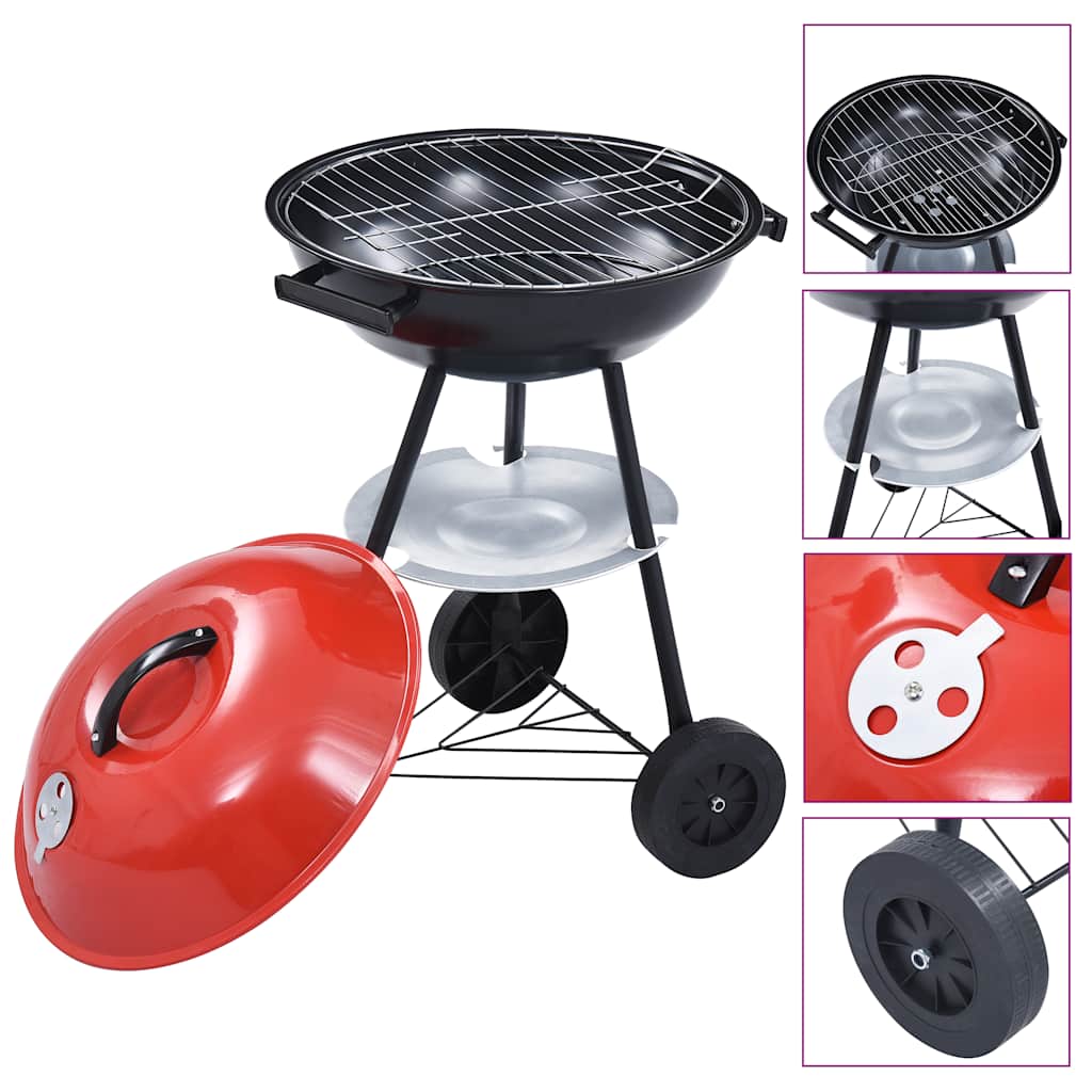 Prijenosni roštilj XXL na drveni ugljen s kotačima 44 cm