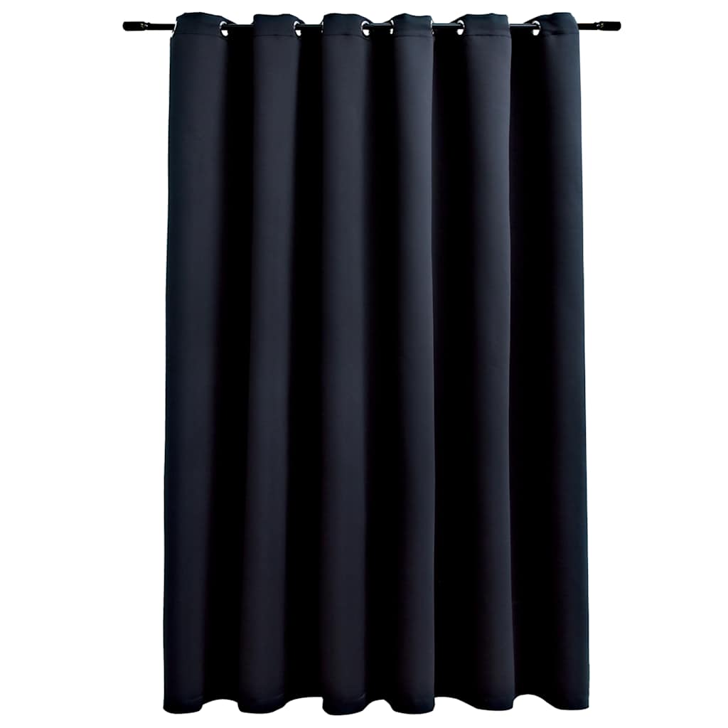 Zavjesa za zamračivanje s metalnim prstenima crna 290 x 245 cm